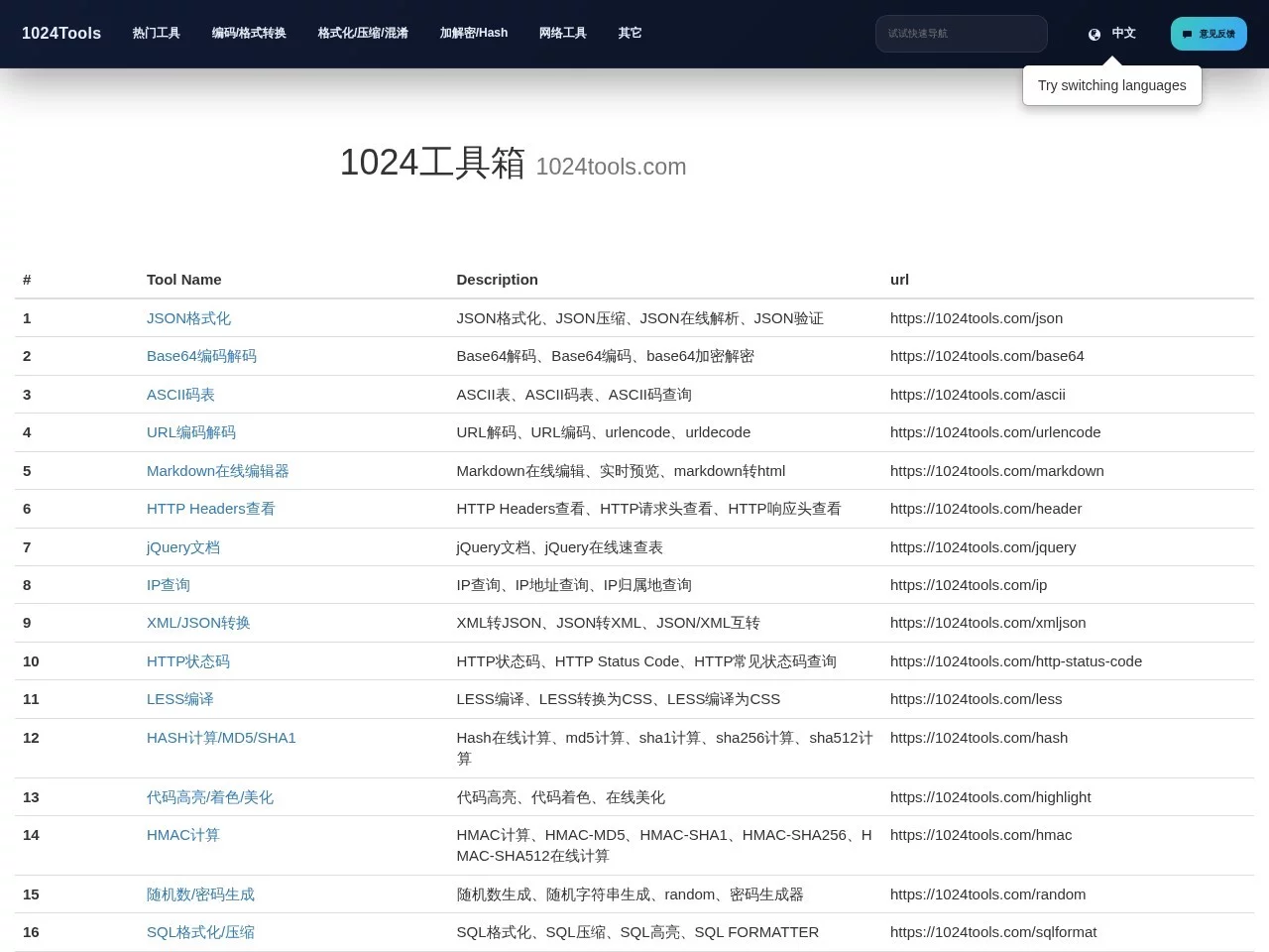 1024程序员开发工具箱